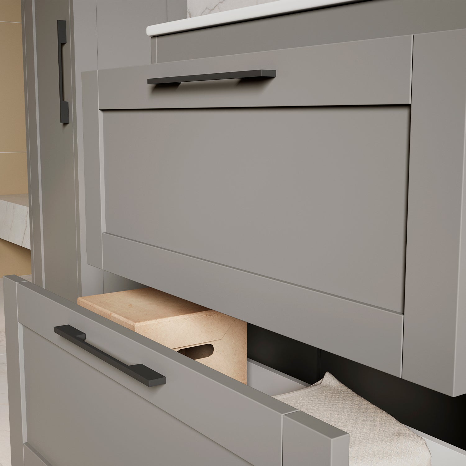 Modern Lakeside Bathroom Vanity Set - 36 Inch Single Sink Cabinet with Onyx Stone Basin & Soft-Close Drawers - Perfect for Master Bath, Guest Bathroom & Powder Room Renovations