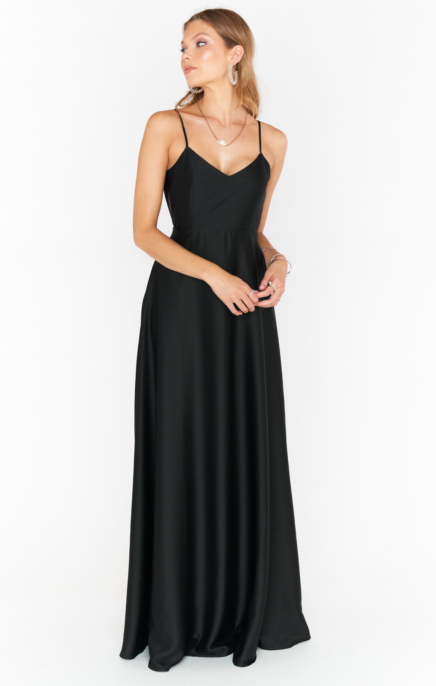 Faith Maxi Dress - Black Luxe Satin Long Sleeve Evening Gown for Women | Elegant Formal Wear for Weddings, Parties & Special Occasions