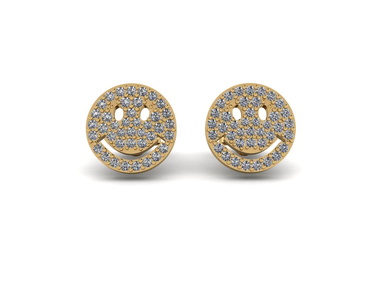 14K Yellow Gold Natural Gemstone Smiley Earrings for Women | Diamond Studs | Valentine's Day Gift | Anniversary Present | Birthday Jewelry | Everyday Wear | Party Accessories