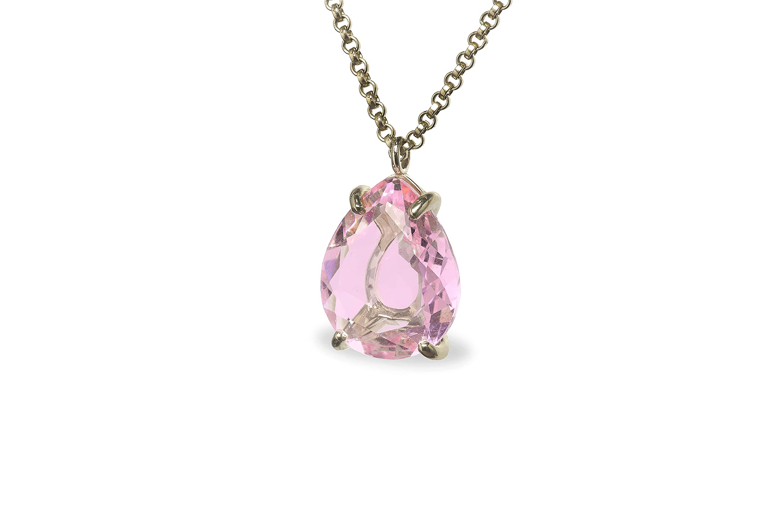 Anemone Statement Pear Rose Quartz Necklace - 14k Gold Pink Gem Pendant for Women | Fashion, Birthstone & Statement Jewelry Gift with Fancy Box | Perfect for Weddings, Anniversaries & Special Occasions