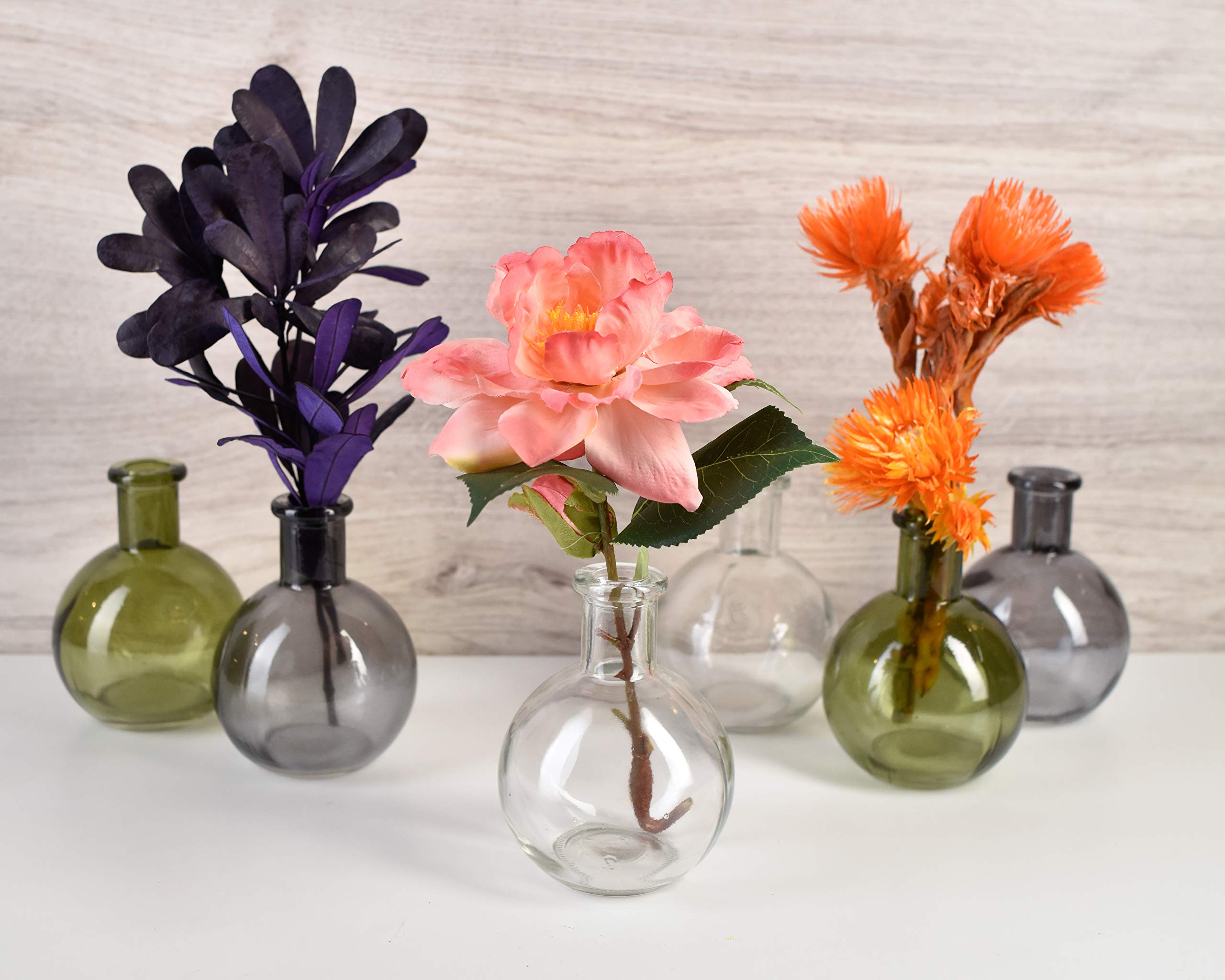 Set of 36 Green Glass Ball Bud Vases - 4 Inch Tall Transparent Floral Centerpieces for Wedding Decor, Party Arrangements & Home Decoration | Perfect for Table Settings, Event Centerpieces and DIY Floral Displays
