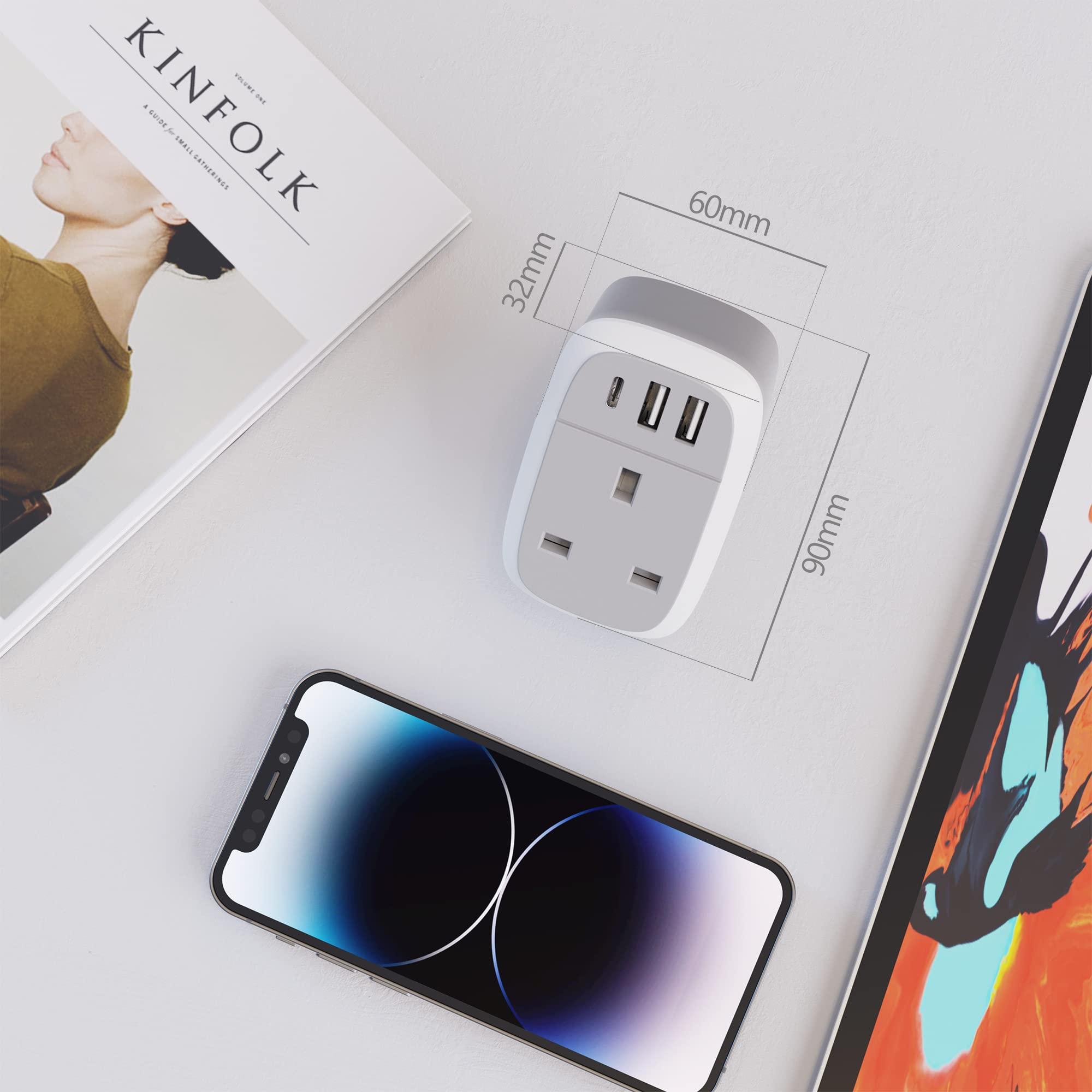 European Travel Plug Adapter - UK to EU Schuko Type E/F with 32W USB-C Fast Charger | Compatible in Germany, France, Spain, Turkey & More | Perfect for Business Trips, Vacations & International Travel