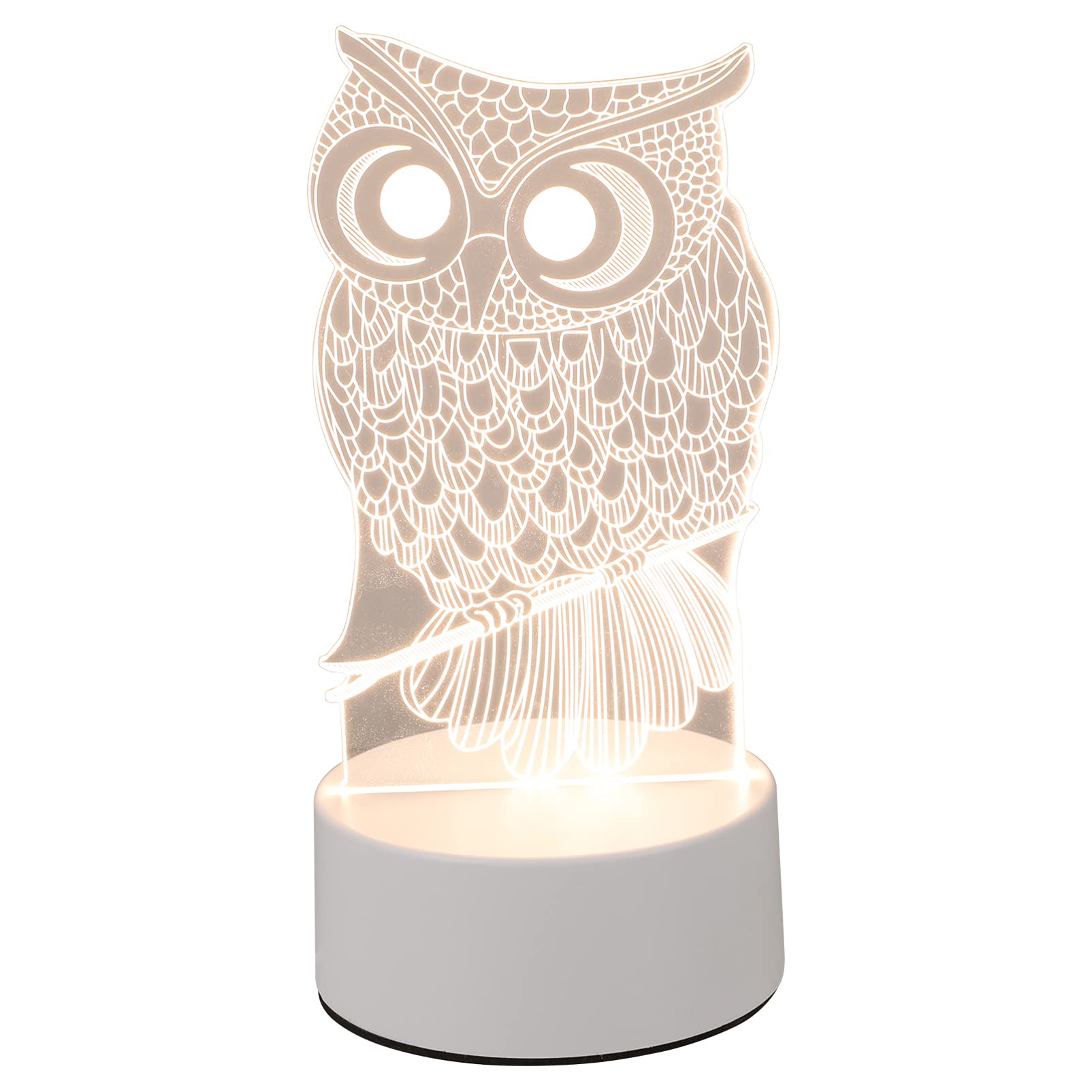 TOYANDONA 3D Owl Illusion LED Night Light - USB Powered Owl Decor Lamp for Kids, Bedroom, Living Room & Office Desk - Perfect for Nursery Decor, Study Room Lighting & Gifts for Children