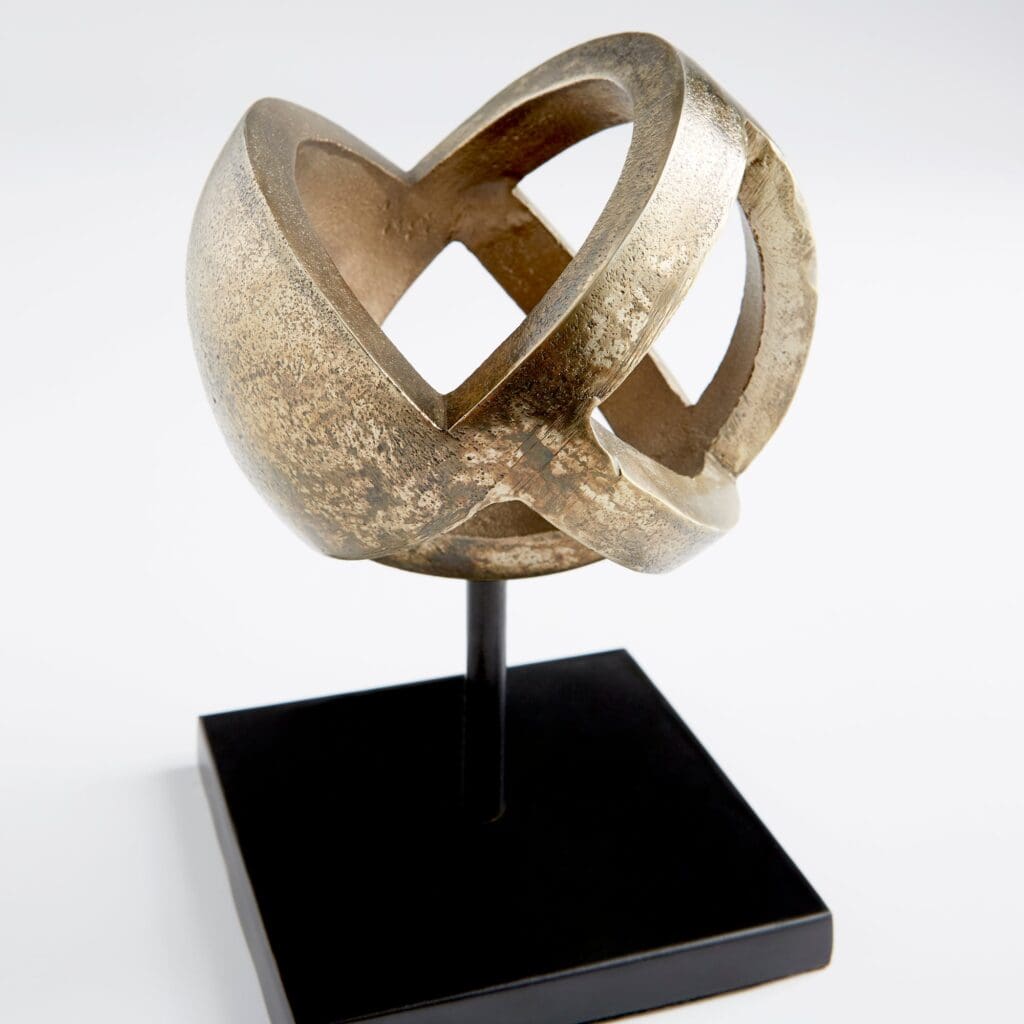 Antique Brass & Black Grotto Sculpture by J. Kent Martin | Small Home Decor Statue | Perfect for Bookshelf, Office Desk & Garden Decor