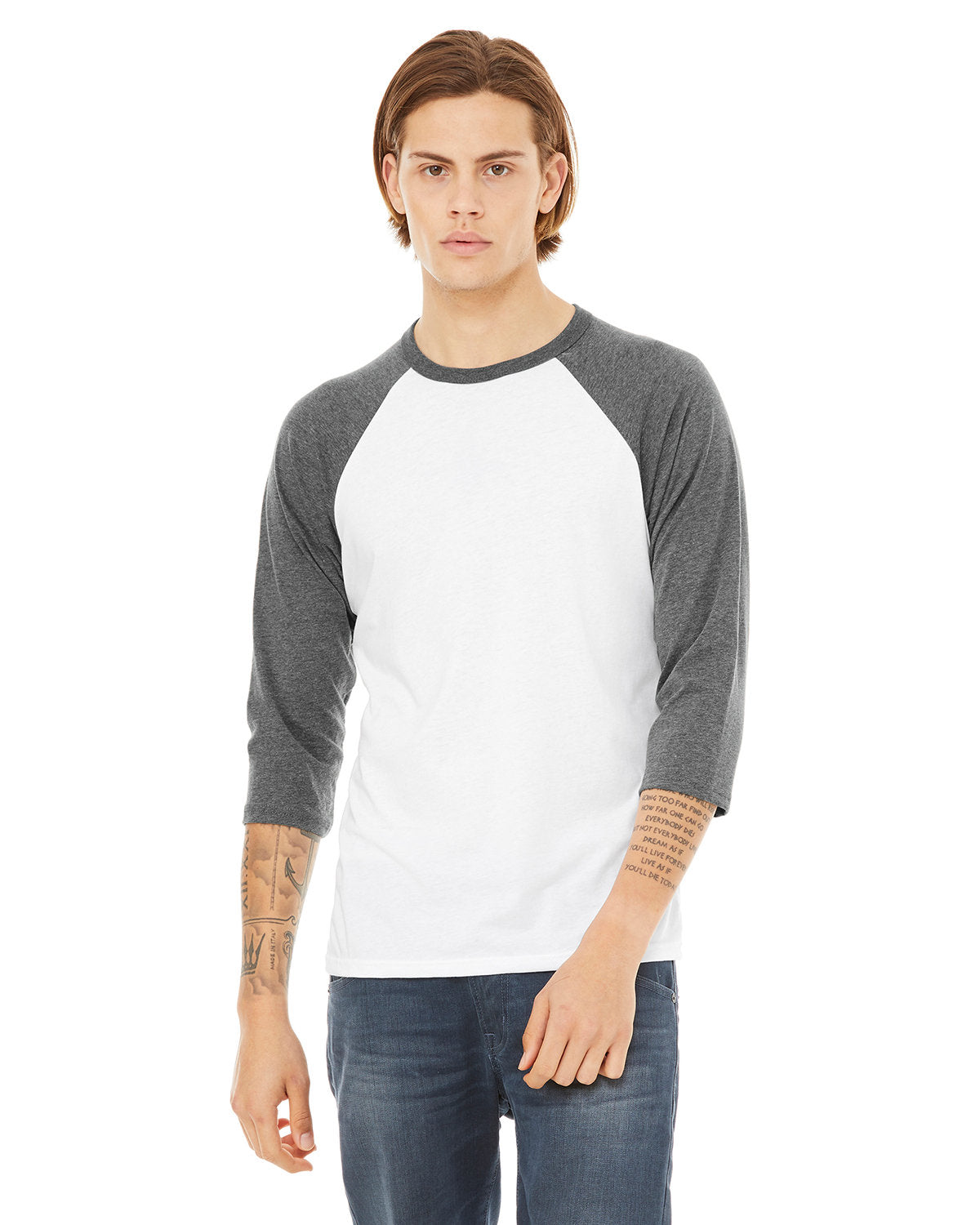 Bella + Canvas 3200 Unisex 3/4 Sleeve Raglan Baseball Tee - Soft Cotton Blend Jersey Shirt for Men & Women - Perfect for Sports, Casual Wear & Team Uniforms