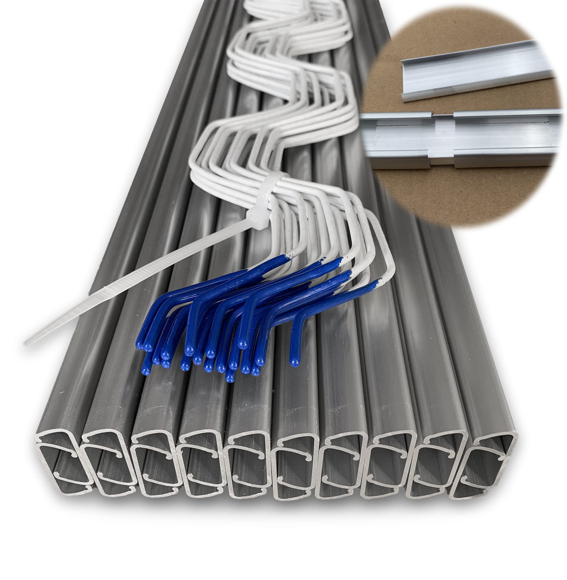 SHANS Greenhouse Channel & Wire Kit - Heavy Duty C-Channel & Spring Wire Set with Connectors for Greenhouse Plastic or Shade Cloth Attachment (20 Pack) - Perfect for DIY Greenhouse Construction, Garden Cover Support, and Plant Protection