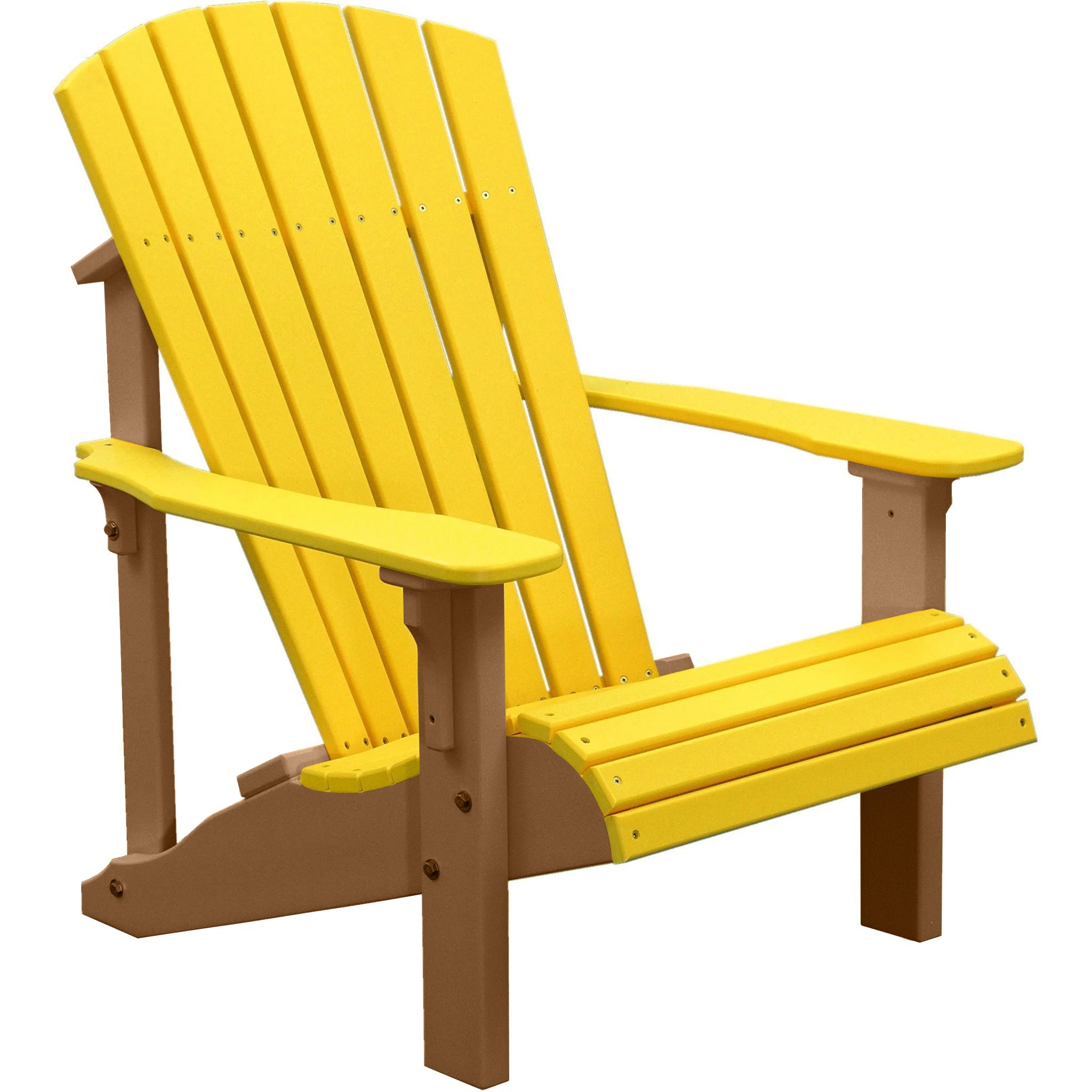 Premium Yellow Recycled Plastic Adirondack Chair - Eco-Friendly Outdoor Patio Furniture for Garden, Poolside & Backyard Relaxation