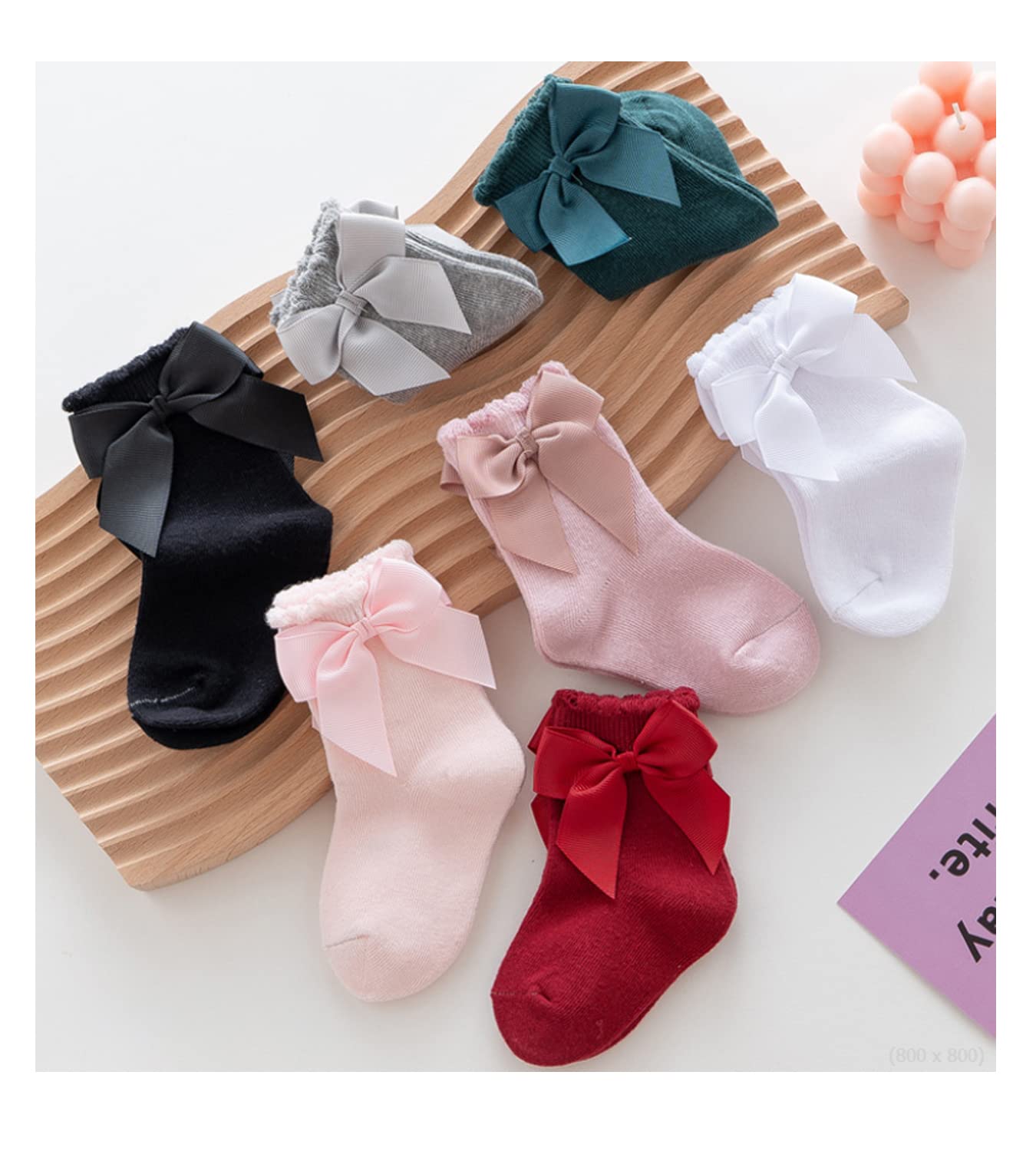 Deeorla Baby Girls' Cute White Bow Ankle Socks - Soft Cotton Toddler & Infant Socks for Everyday Wear, Playtime & Special Occasions