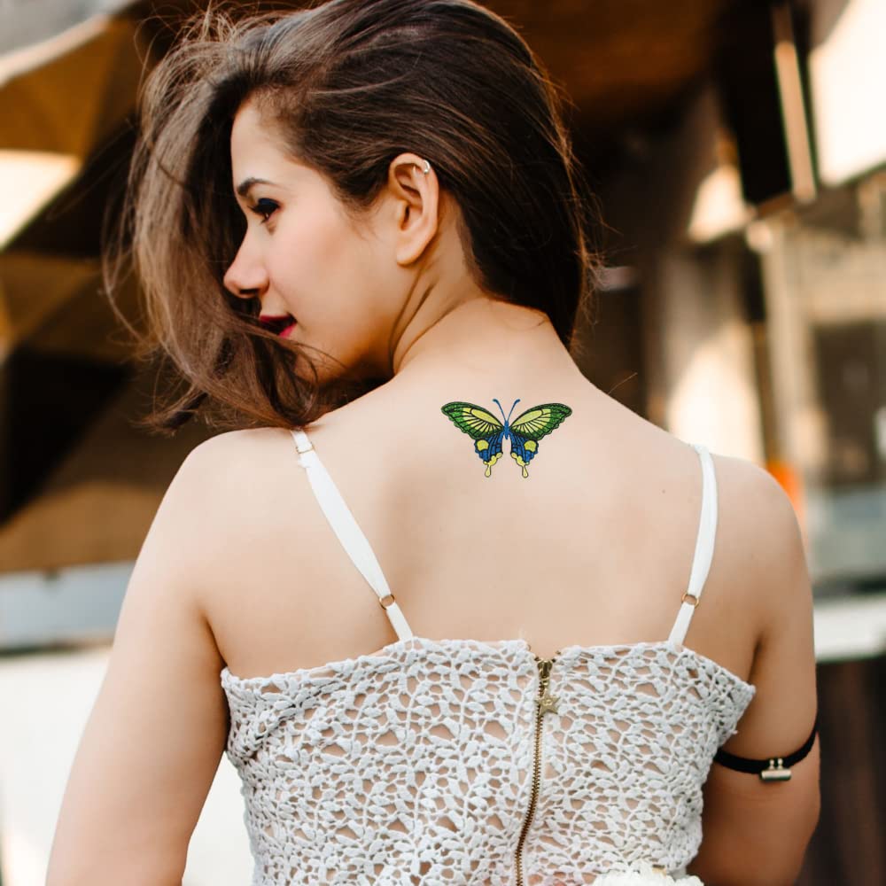Comet Busters Glitter Butterfly Temporary Tattoos - Waterproof Body Stickers for Kids & Adults (BT194) - Perfect for Parties, Festivals & Costume Events