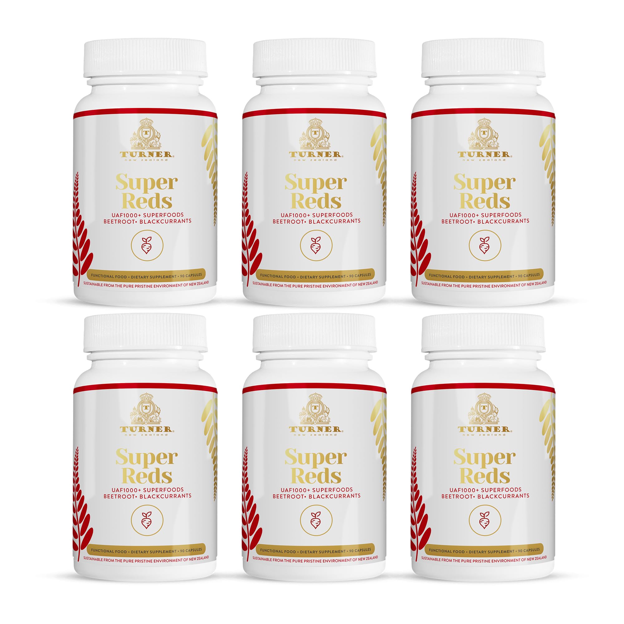 TURNER Super Reds Capsules - 540 Capsules (6 Bottles) | Premium Antioxidant Supplement for Energy & Immunity Support | Perfect for Active Lifestyles & Daily Wellness