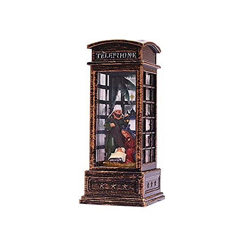 Christmas Telephone Booth LED Wind Lamp - Holiday Home Decor, 2021 New Resin Desktop Wind Lamp for Christmas Decorations | Perfect for Living Room, Bedroom, Office & Gift Giving