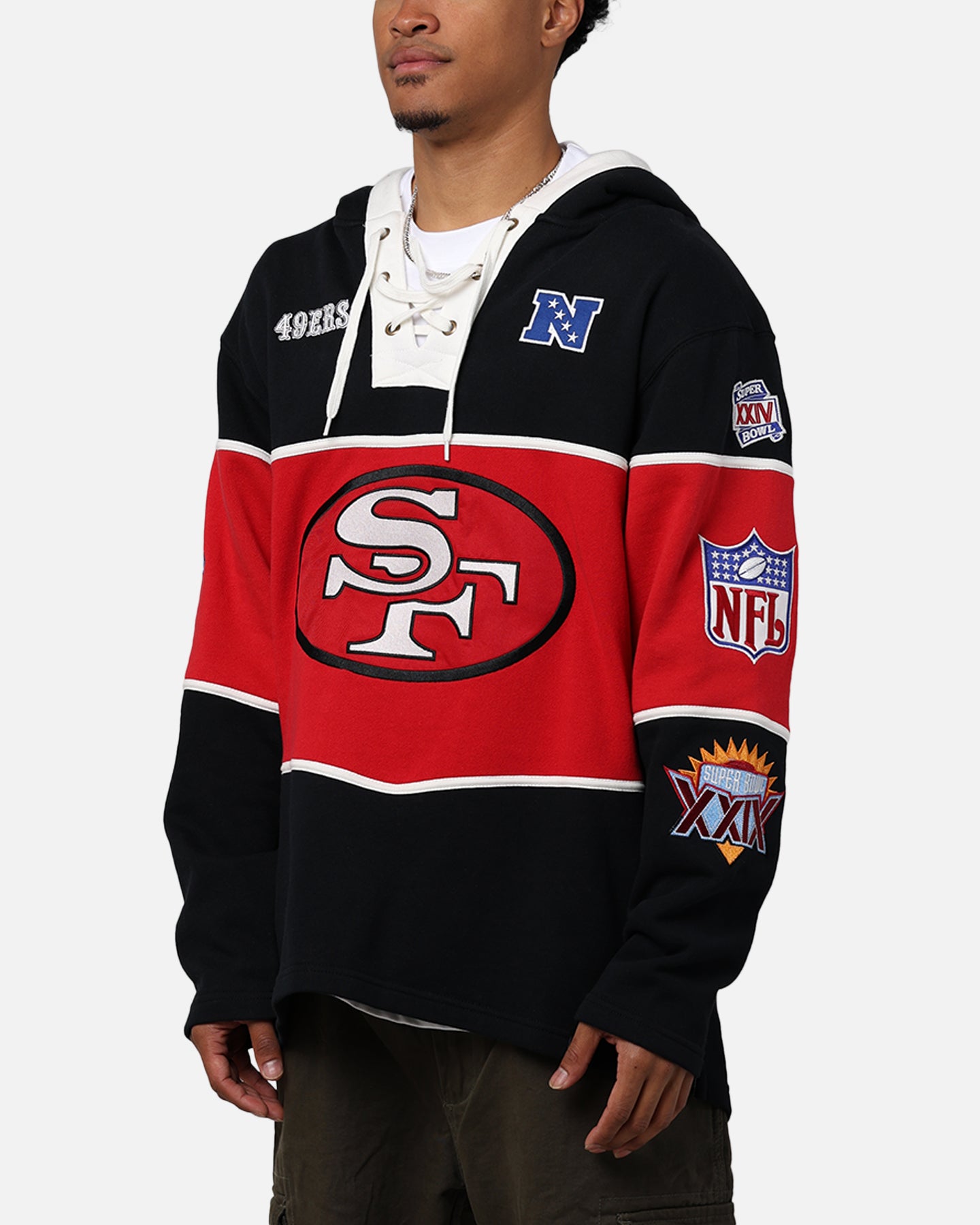 47 Brand San Francisco 49ers Super Bowl Gridiron Lacer Hoodie - Jet Black NFL Fan Apparel for Men & Women - Perfect for Game Day, Tailgating, and Football Season