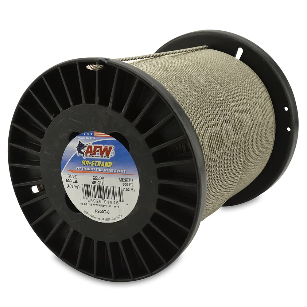 Premium 7x7 Stainless Steel Fishing Leader Wire - 49 Strand Heavy Duty Shark Fishing Cable (900lb Test Strength) for Saltwater, Freshwater & Offshore Angling