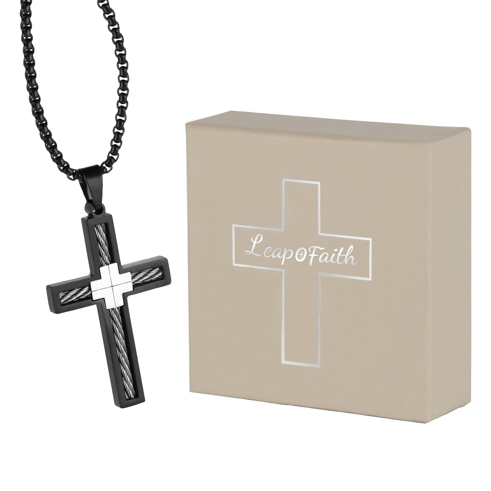 Black Cross Pendant Car Rearview Mirror Hanging Charm - Religious Truck Auto Accessory for Men & Women - Perfect for Daily Commute, Road Trips & Spiritual Protection
