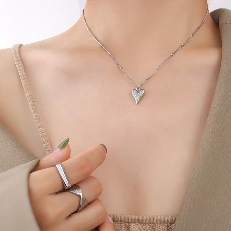 Titanium Gold Heart Pendant Satellite Chain Necklace | Elegant Jewelry Gift for Women | Perfect for Valentine's Day, Anniversary & Special Occasions