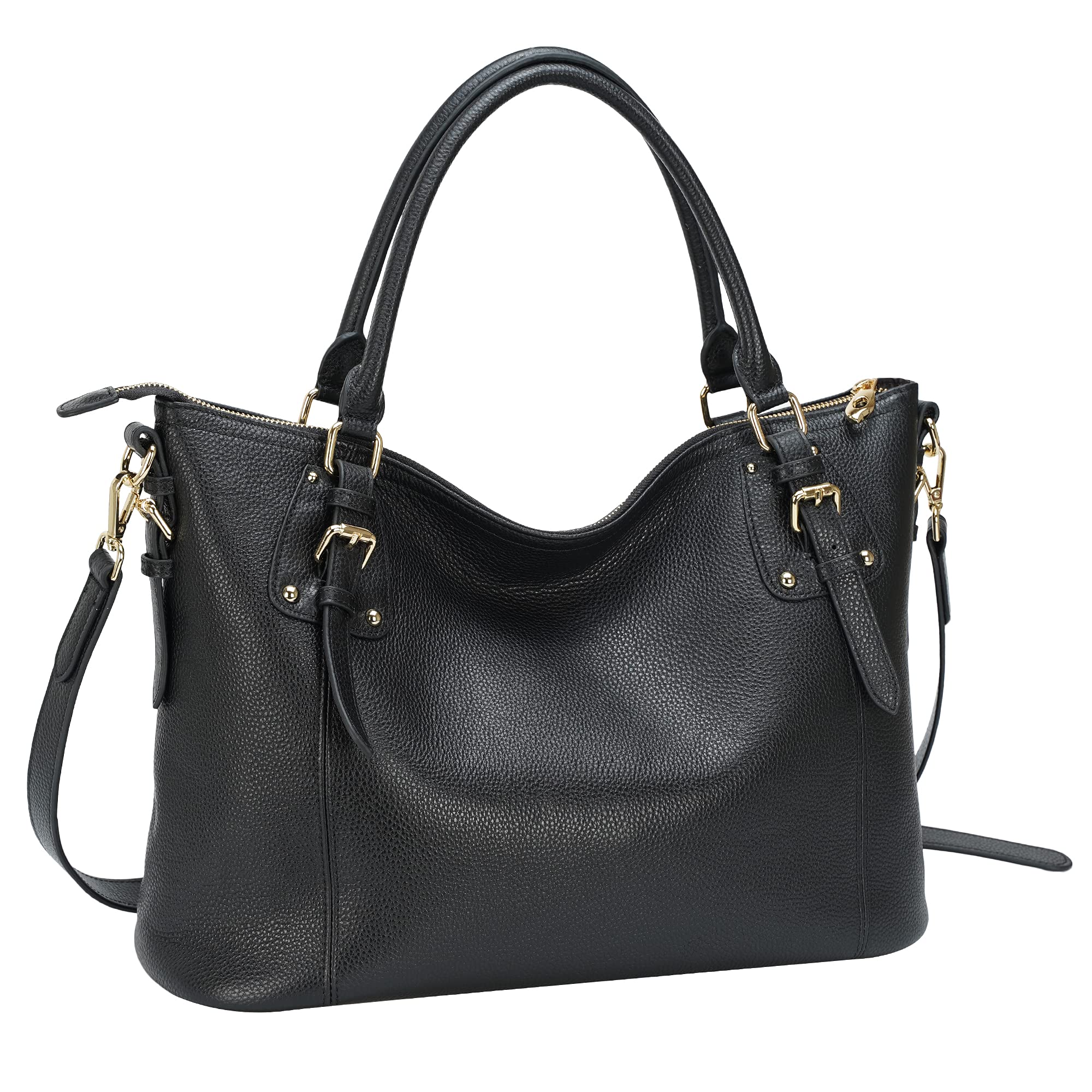 Polare Genuine Italian Waxed Cowhide Leather Tote Bag for Women - Large Work Shoulder Purse with YKK Zippers Fits 14