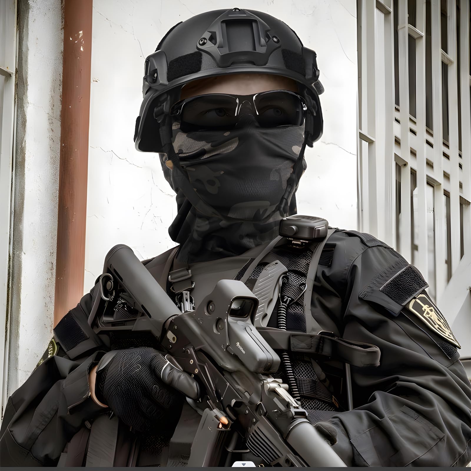 Tactical Airsoft Helmet & Full Face Protection Set - Black Military Gear with Anti Fog Goggles, Mesh Mask & Balaclava | Perfect for Airsoft Games, Paintball & Outdoor Tactical Training
