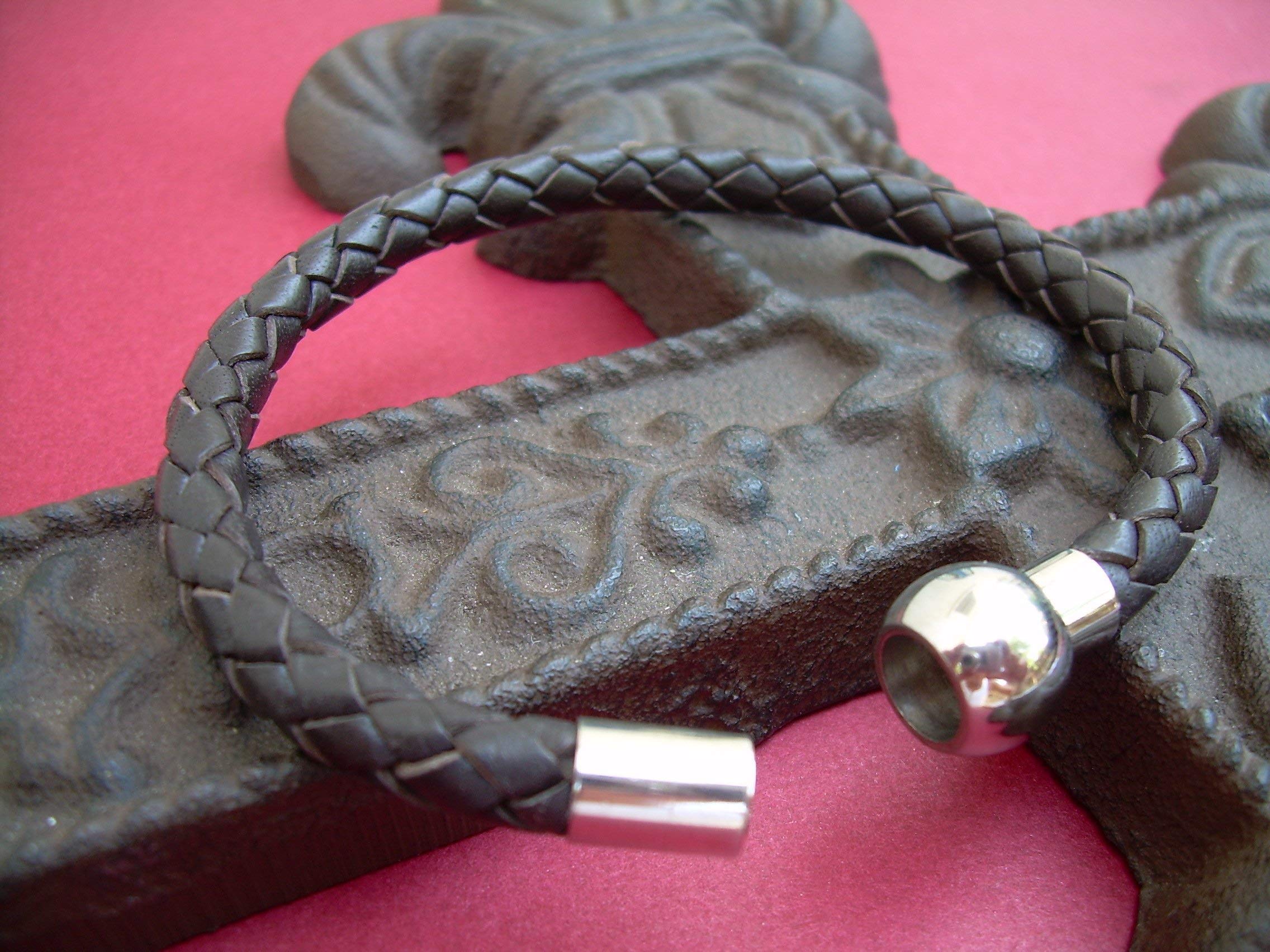 Brown Leather Bracelet for Men - Stainless Steel Magnetic Clasp - Stylish Braided Jewelry for Everyday Wear