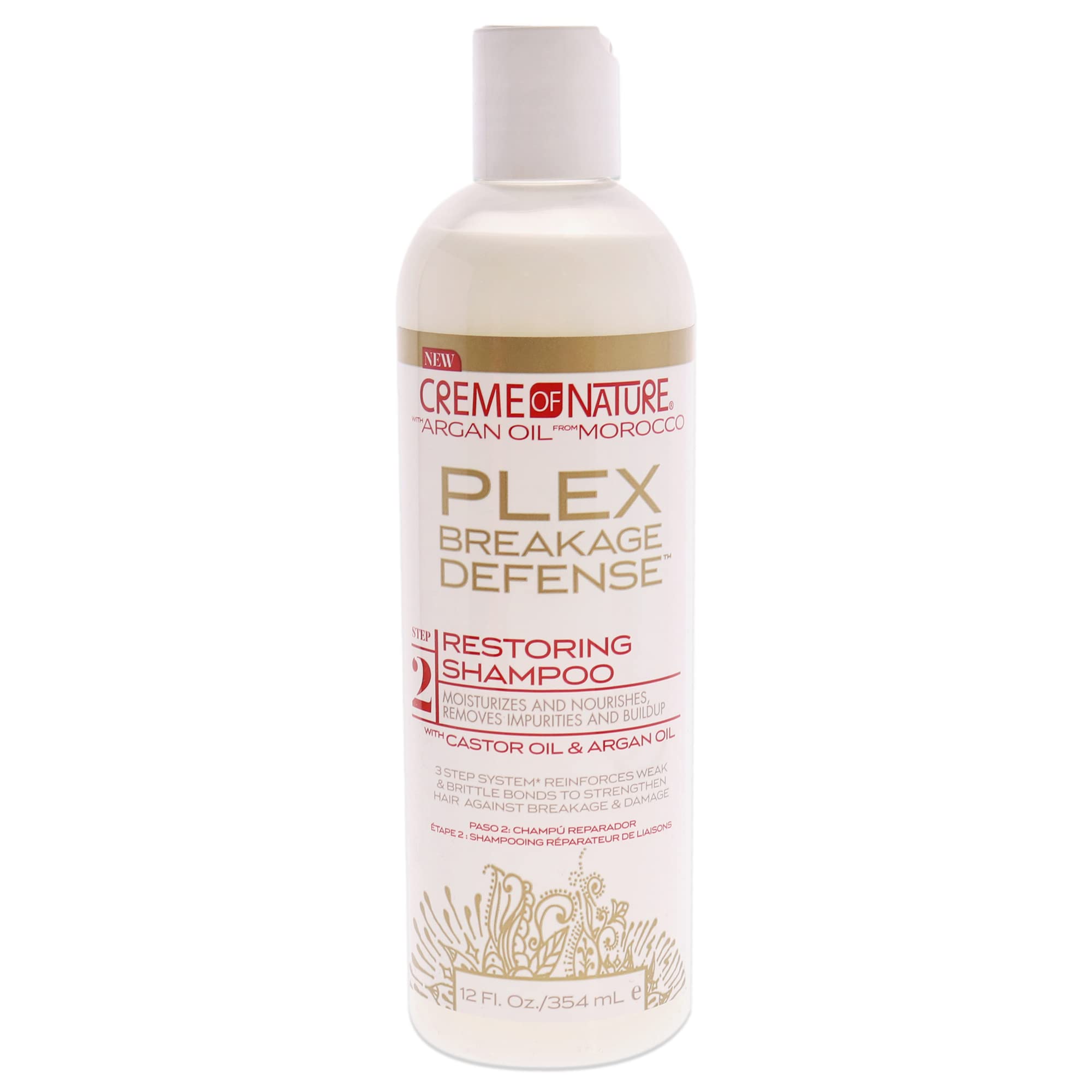 Creme of Nature Plex Breakage Defense Restoring Shampoo for Damaged Hair - 12 oz Unisex Sulfate-Free Formula - Perfect for Color-Treated, Chemically Processed & Natural Hair Care Routine