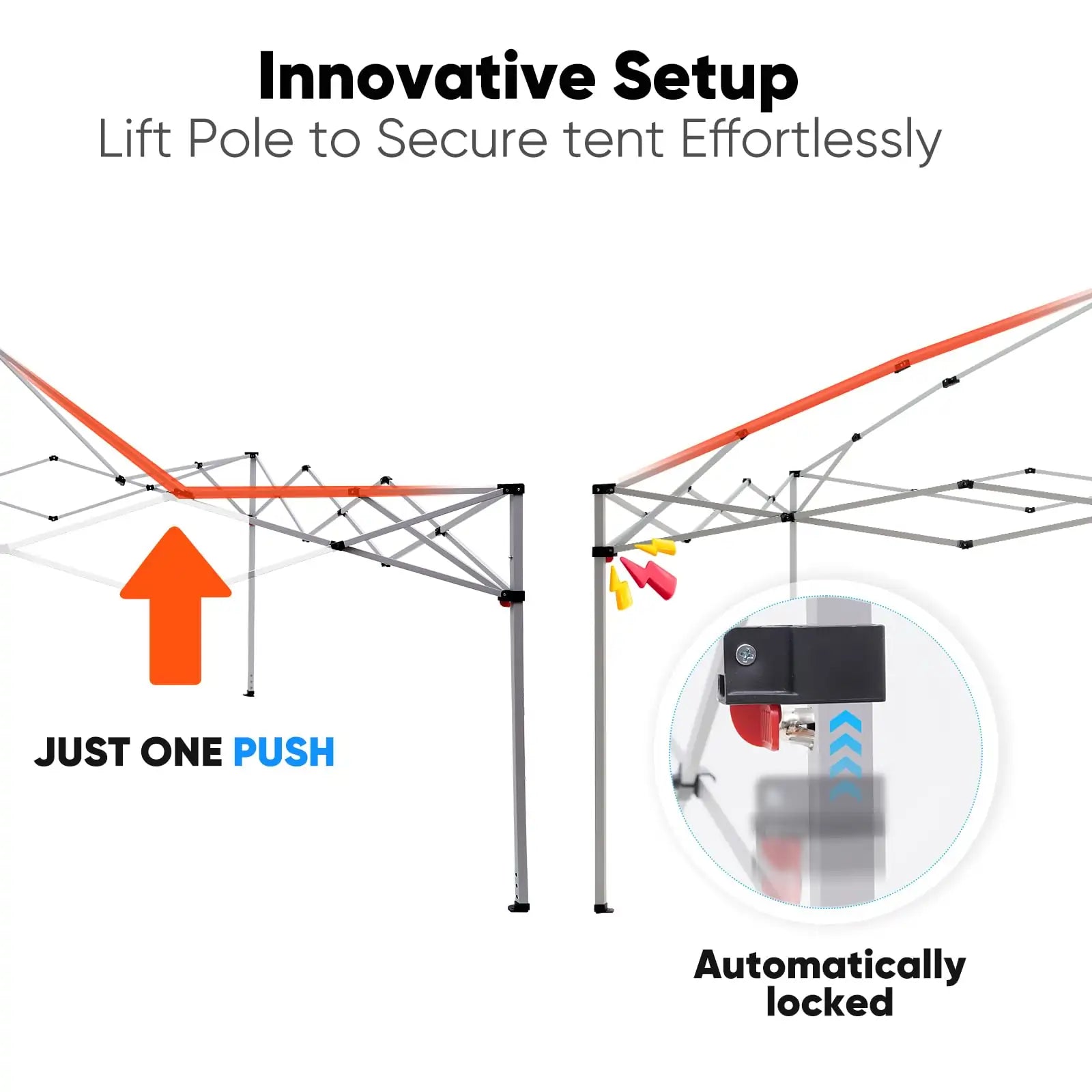 10' x 10' EZ Up Pop Up Canopy Tent with No Side Walls - Instant Shelter for Outdoor Events, Camping, Beach, Backyard Parties & Farmers Markets