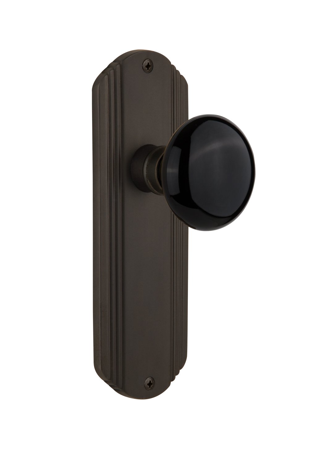 Vintage Style Black Porcelain Knob Deco Plate - Single Dummy Door Plate in Oil-Rubbed Bronze Finish | Perfect for Farmhouse, Industrial & Retro Home Decor