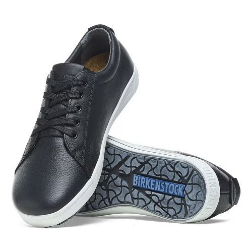 Birkenstock QO500 Black Leather Sneakers for Women (Size 11-11.5) & Men (Size 9-9.5) - Comfortable Casual Shoes with Black Laces for Walking, Work & Everyday Wear