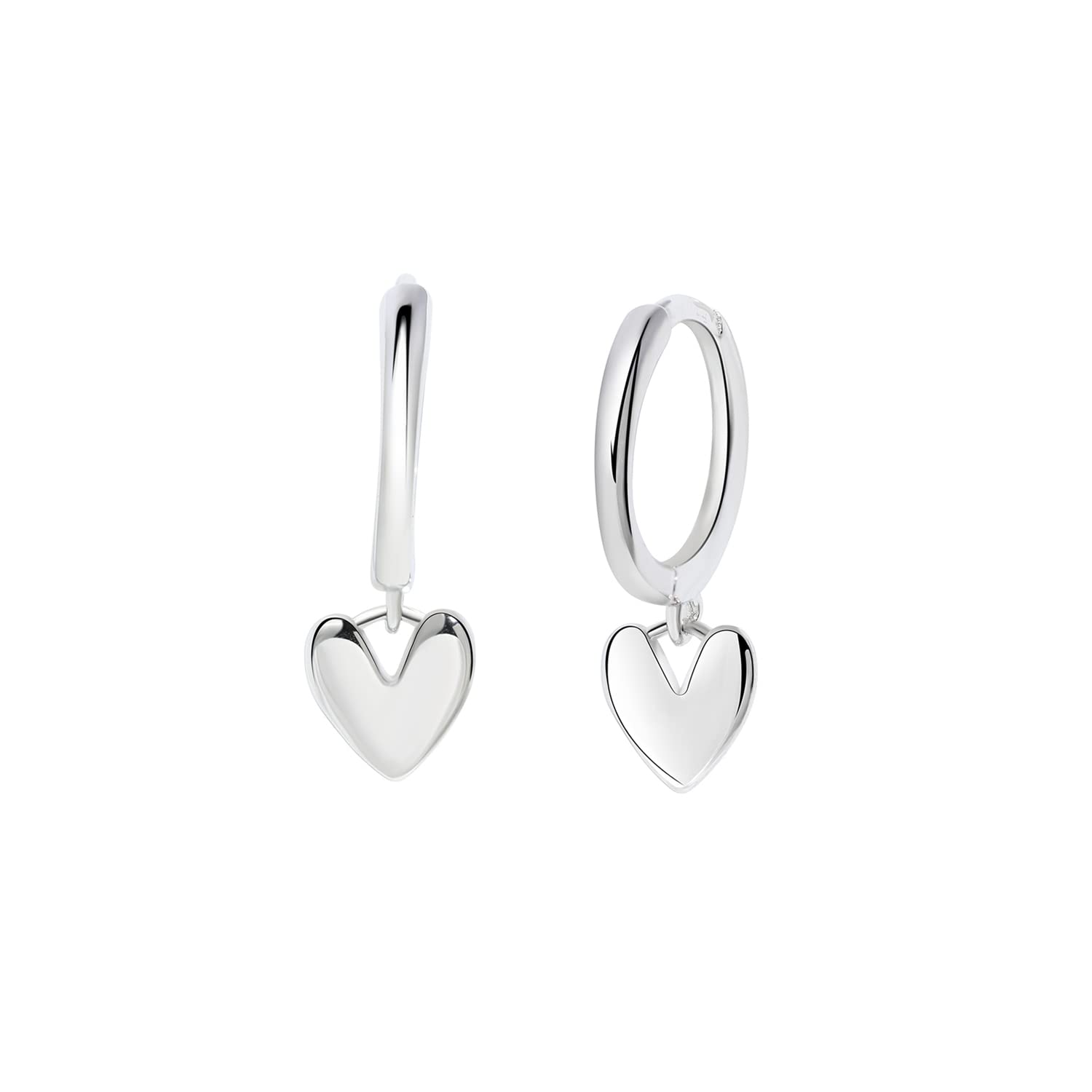 14K Gold Plated 925 Sterling Silver Huggie Hoop Earrings with Heart Dangle - Elegant Women's Jewelry for Date Night, Wedding & Everyday Wear