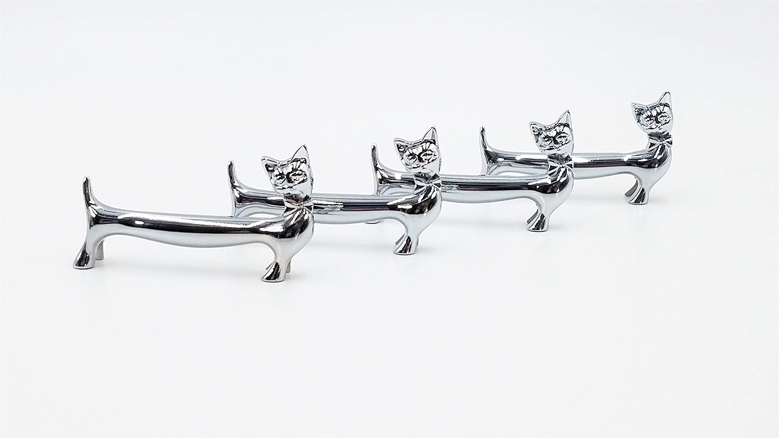 Premium Stainless Steel Cat-Shaped Chopstick & Utensil Rests (Silver) - Elegant Tableware for Asian Dining, Sushi Nights & Home Decor