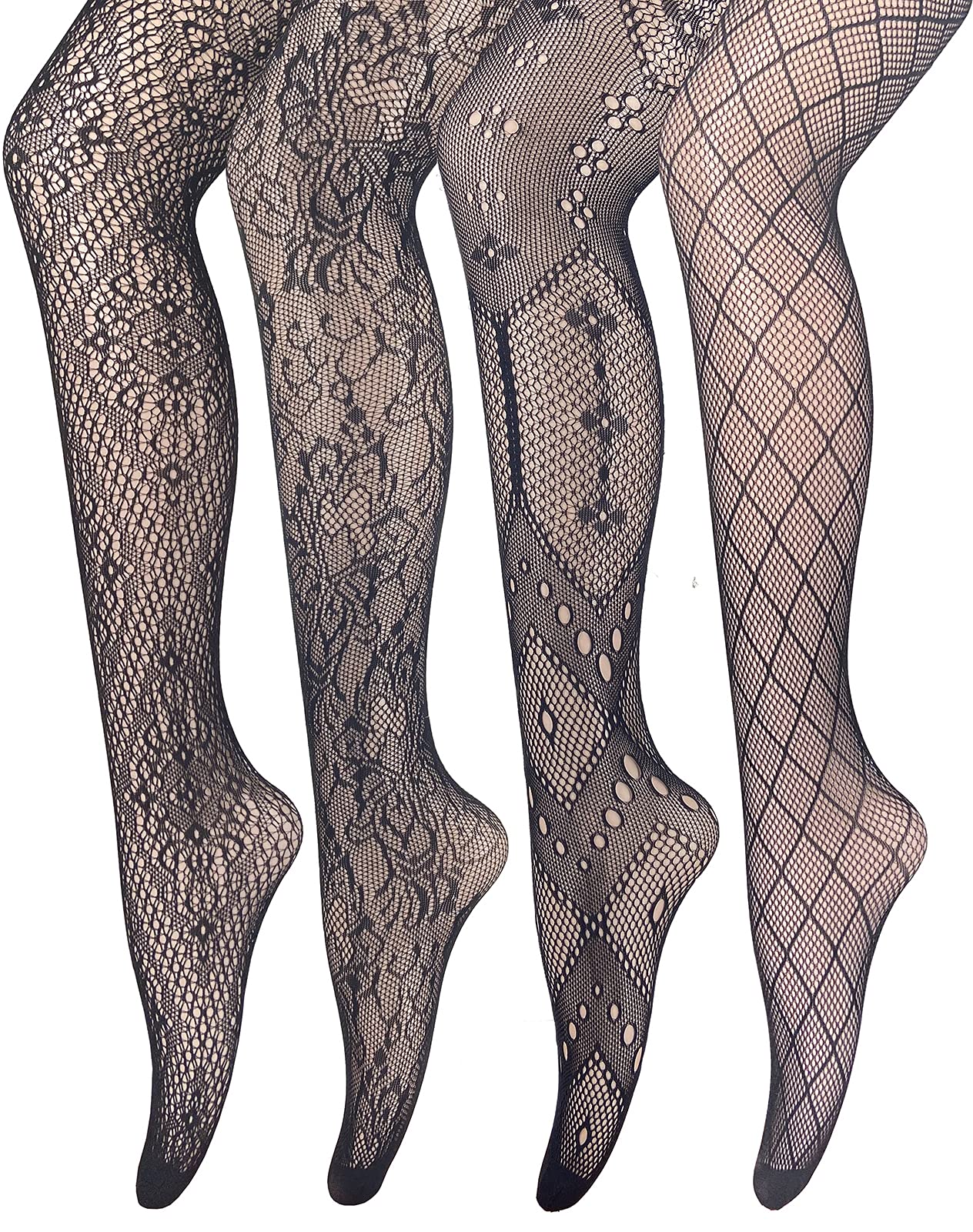 Women's Black Patterned Fishnet Tights - Sexy Stockings & Pantyhose for Party, Cosplay & Night Out Outfits