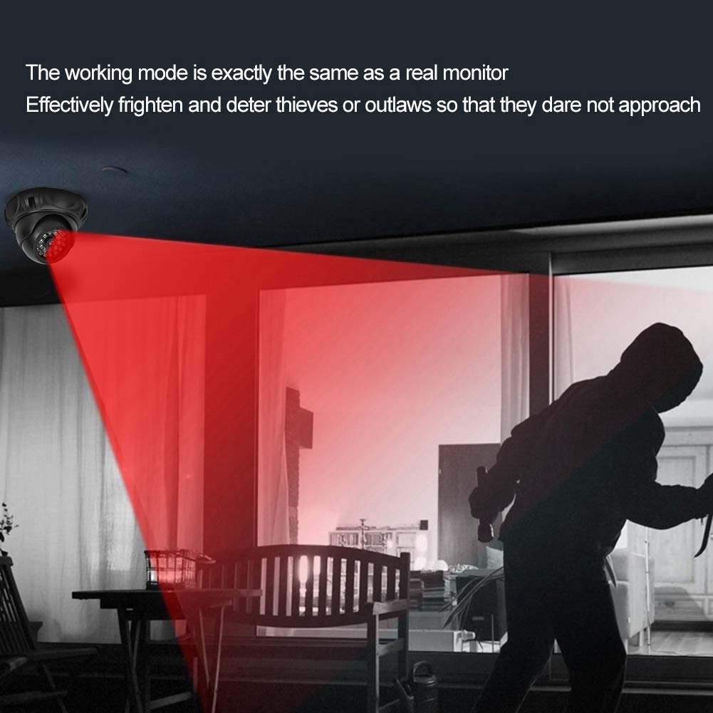 Fake Dome Security Camera with LED Light - Dummy Surveillance Camera for Supermarkets, Hotels, Parking Lots & Libraries | Deter Crime & Enhance Safety