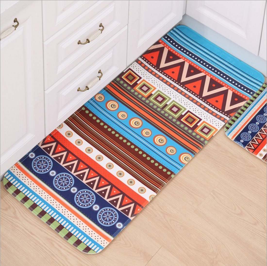 Non-Slip Kitchen Mats and Rugs - Indian Ethnic Pattern Absorbent Floor Runner for Home, Bathroom, Bedroom - Perfect for High-Traffic Areas, Spill Protection & Comfort Underfoot