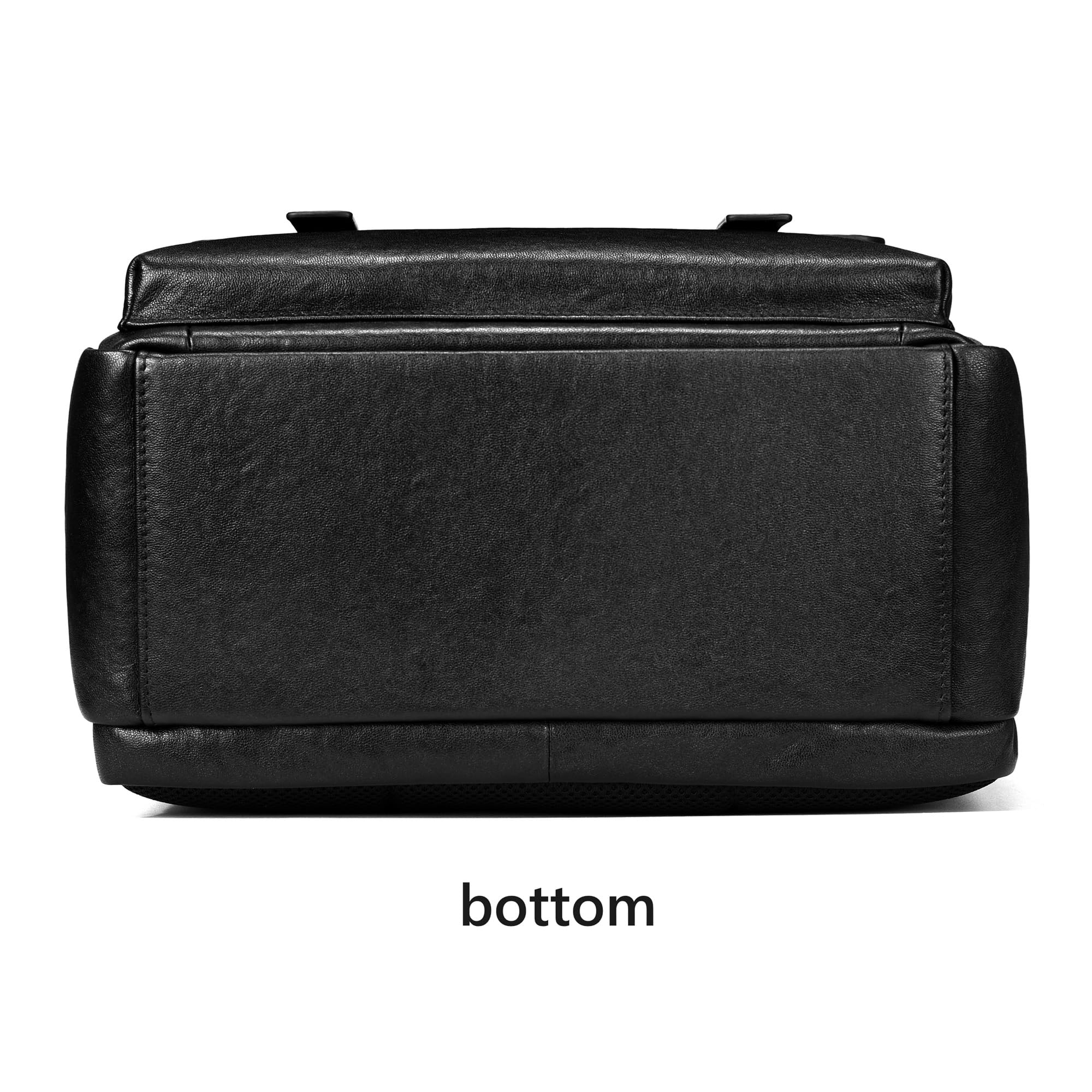 Premium Genuine Leather Backpack for Men - 15.6 Inch Laptop Compartment Business Travel Backpack - 23L Slim Black Luxury Backpack for Work, Office & College Use