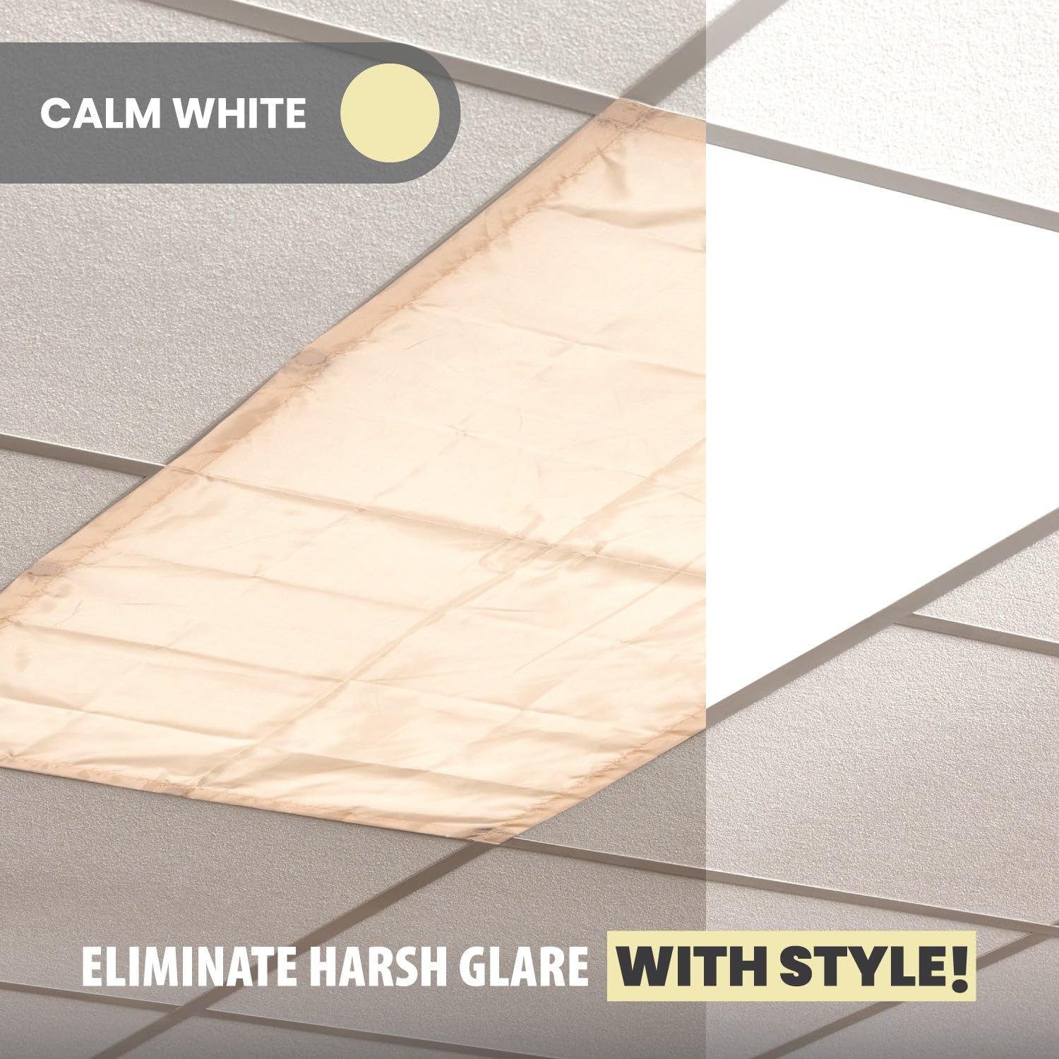 ShadeOn 2x4 ft Magnetic Fluorescent Light Covers for Ceiling Lights (8-Pack) - Calm White Office & Classroom Lighting Solution - Reduce Glare & Eye Strain for Better Focus & Productivity