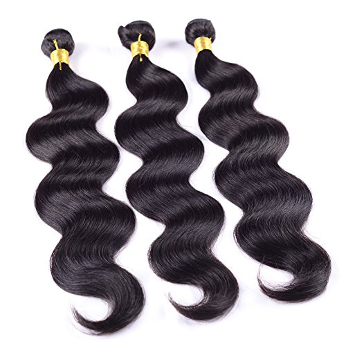 Premium 6A Grade Brazilian Human Hair Weave Bundles - 100% Remy Body Wave Hair Extensions #1B Color 28 Inches (Pack of 3) for Stunning Length & Volume - Perfect for Daily Wear, Special Occasions & Salon Styling
