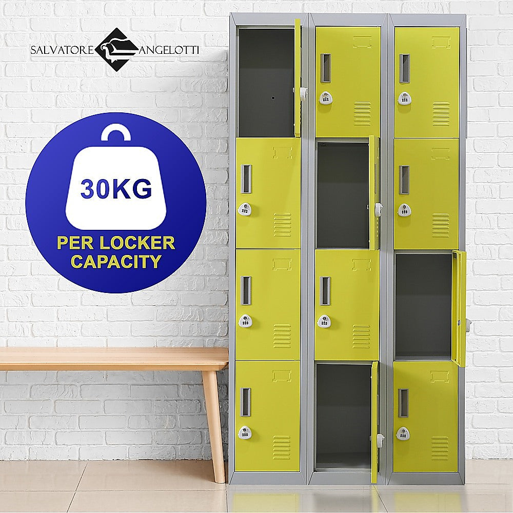 12-Door Locker with 3-Digit Combination Lock - Secure Storage for Office, Gym, Shed, School & Home - Ideal for Personal Belongings, Equipment & Valuables Protection