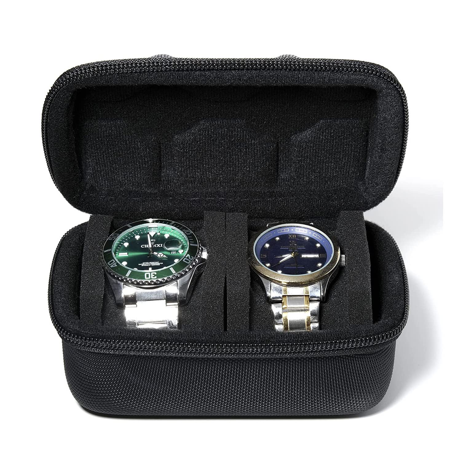 Premium Travel Watch Case for 2 Watches - Hard Protective Storage Box with Soft Pillow - Fits Most Watches Up to 60mm (2 Slot) - Ideal for Business Trips, Vacations & Luxury Watch Storage