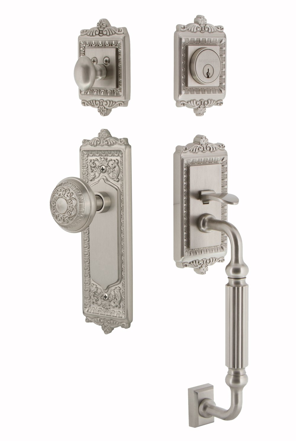 Nostalgic Warehouse 719560 Egg and Dart F Grip Entry Door Handle Set & Knob, 2.375