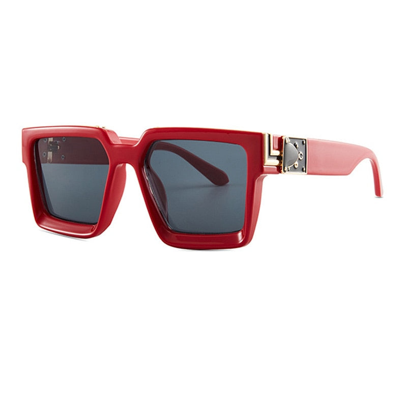 Oversized Square Sunglasses for Men & Women - Designer Fashion Flat Lens Blue Mirror Shades - Perfect for Outdoor Activities, Beach, Driving & Fashion Statements