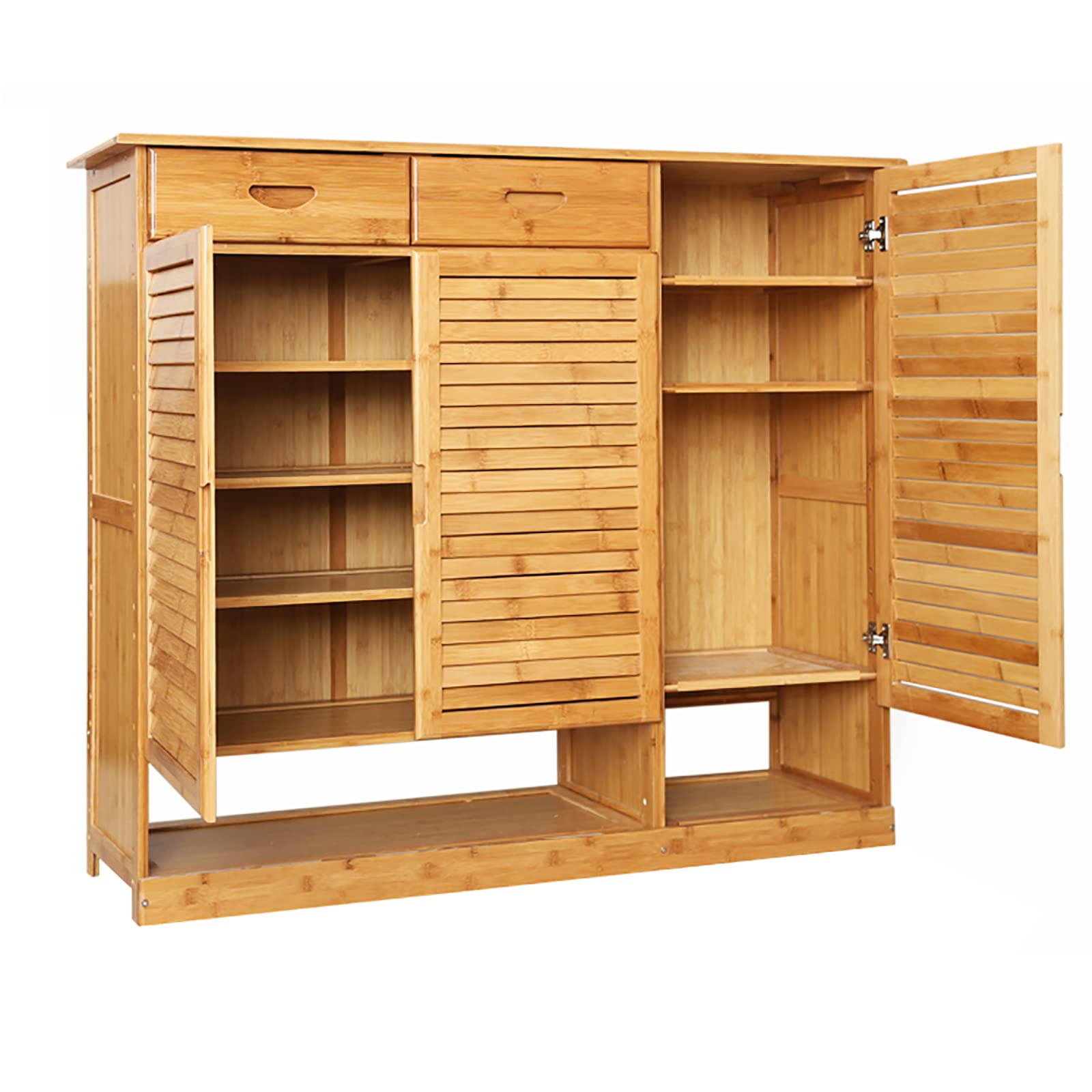 Bamboo Shoe Storage Cabinet with Doors - Rustic Entryway Shoe Organizer for Closet, Hallway & Mudroom Organization