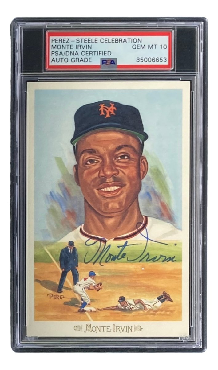 Monte Irvin Autographed 4x6 Perez Steele Postcard - PSA/DNA Certified Gem MT 10 - New York Giants Memorabilia - Perfect for Baseball Fans & Collectors - Display in Home, Office, or Man Cave