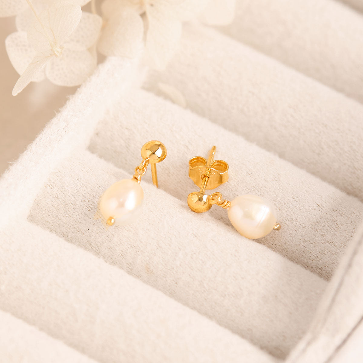 14K Gold Pearl Drop Stud Earrings for Women - Elegant & Timeless Jewelry for Weddings, Parties & Everyday Wear