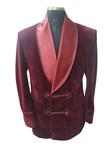 Luxury Men's Maroon Velvet Smoking Jacket - Elegant Formal Dinner Party Blazer for Hosting & Special Occasions | Perfect for Weddings, Cocktail Parties & Evening Events