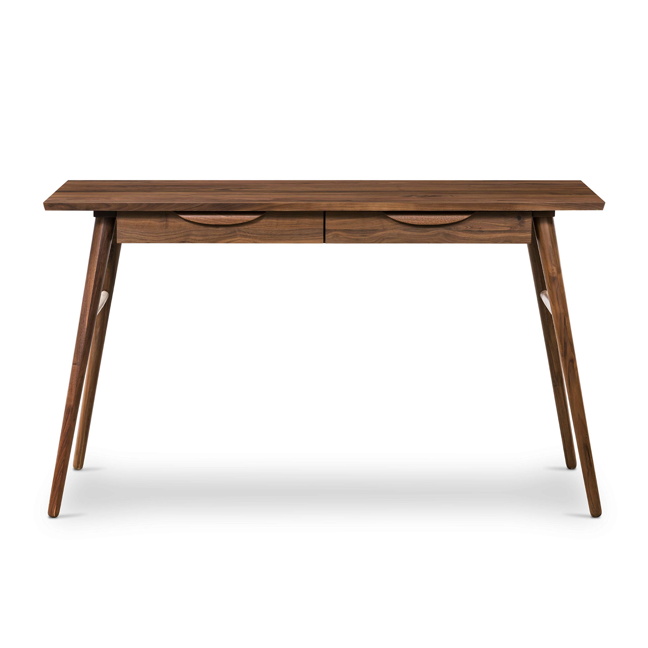 POLY & BARK Etta Modern Office Desk in Walnut Finish - Stylish Writing Desk for Home Office, Study Room & Workspace
