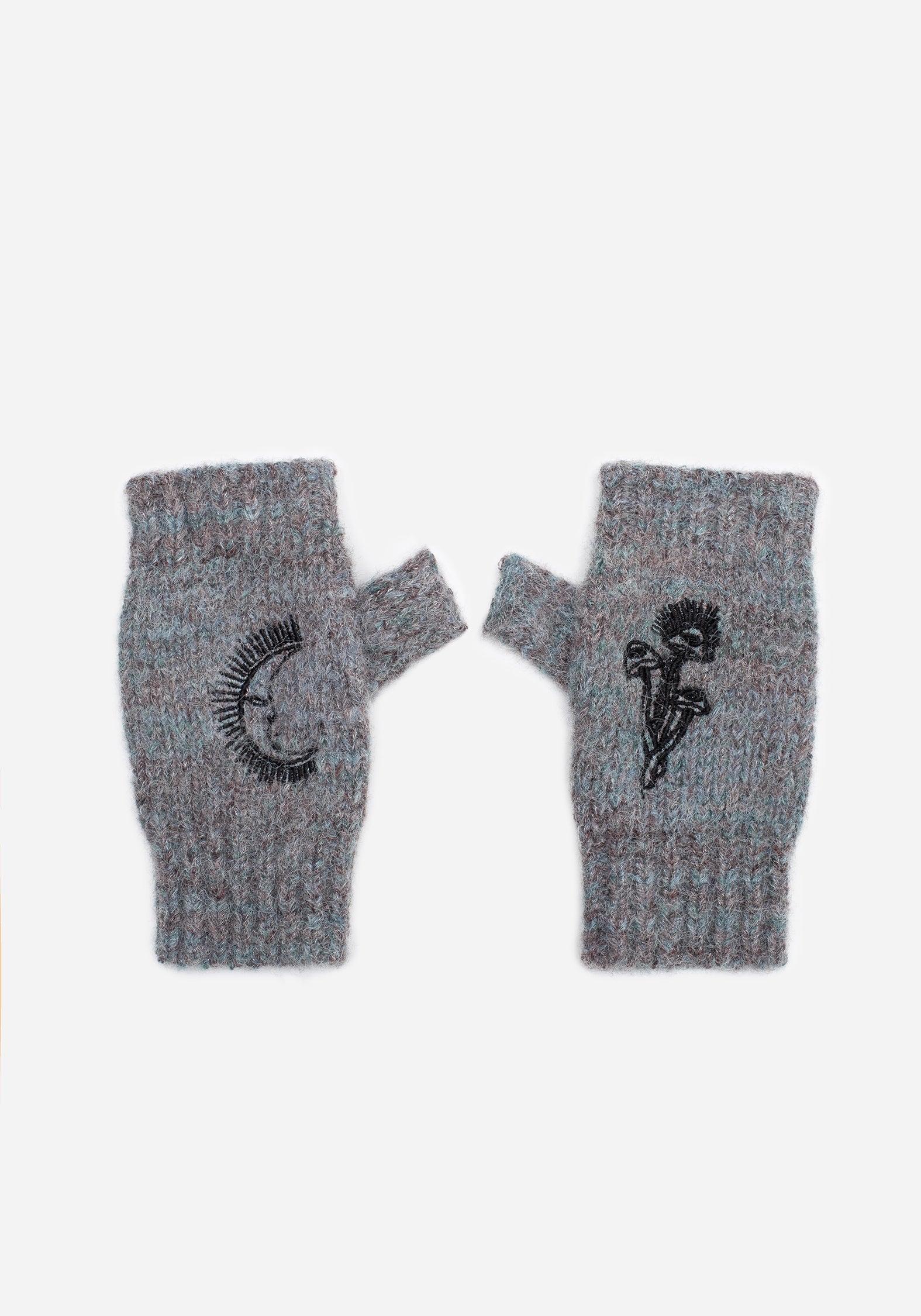Mandragore Embroidered Knit Fingerless Gloves for Women - Gothic Lace Hand Warmers for Winter, Cosplay & Steampunk Fashion Accessories