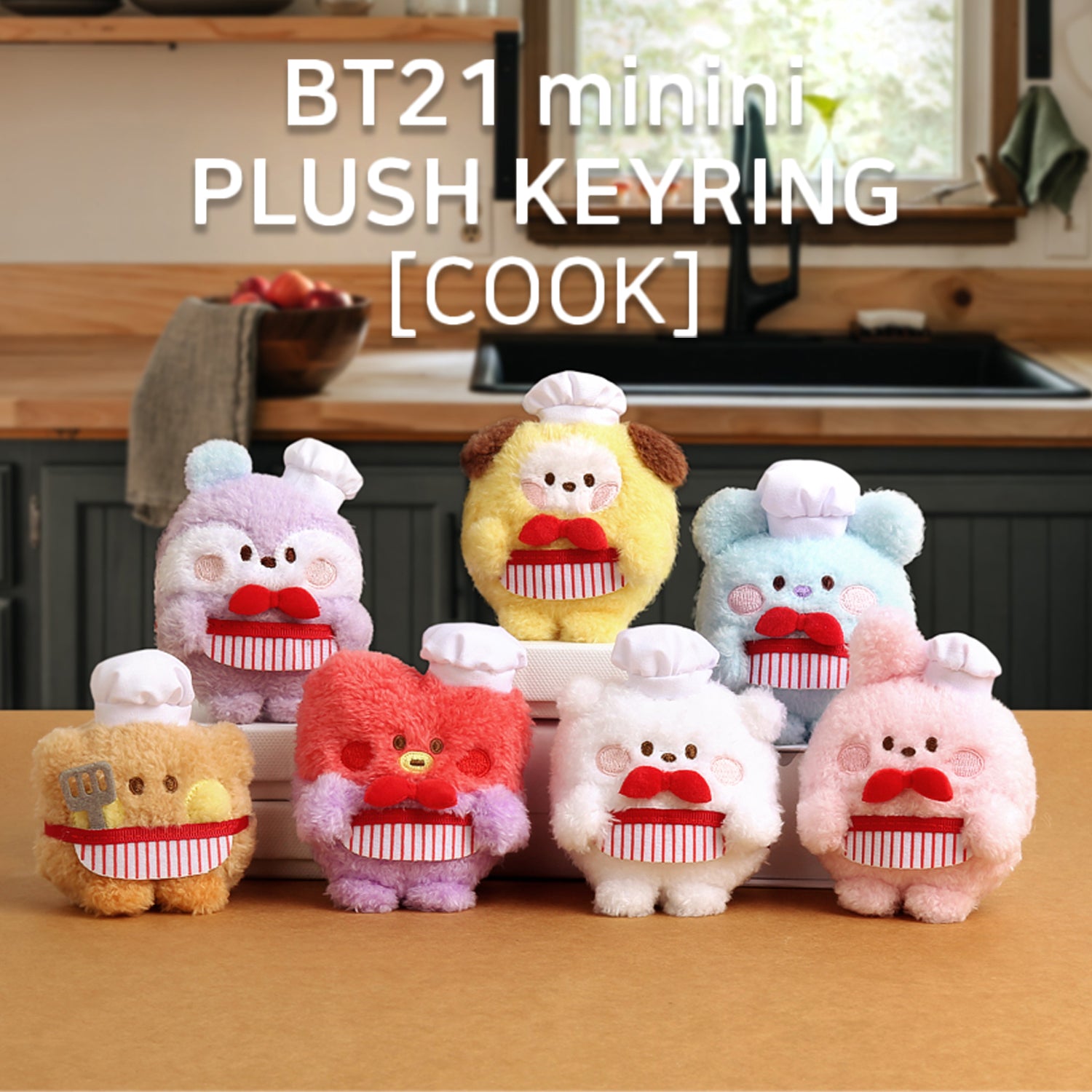 BT21 MINI Plush Keychain - Cute Chef Character Keyring for Bags, Backpacks & Gifts | Official Licensed Merchandise | Perfect for K-Pop Fans & Collectors