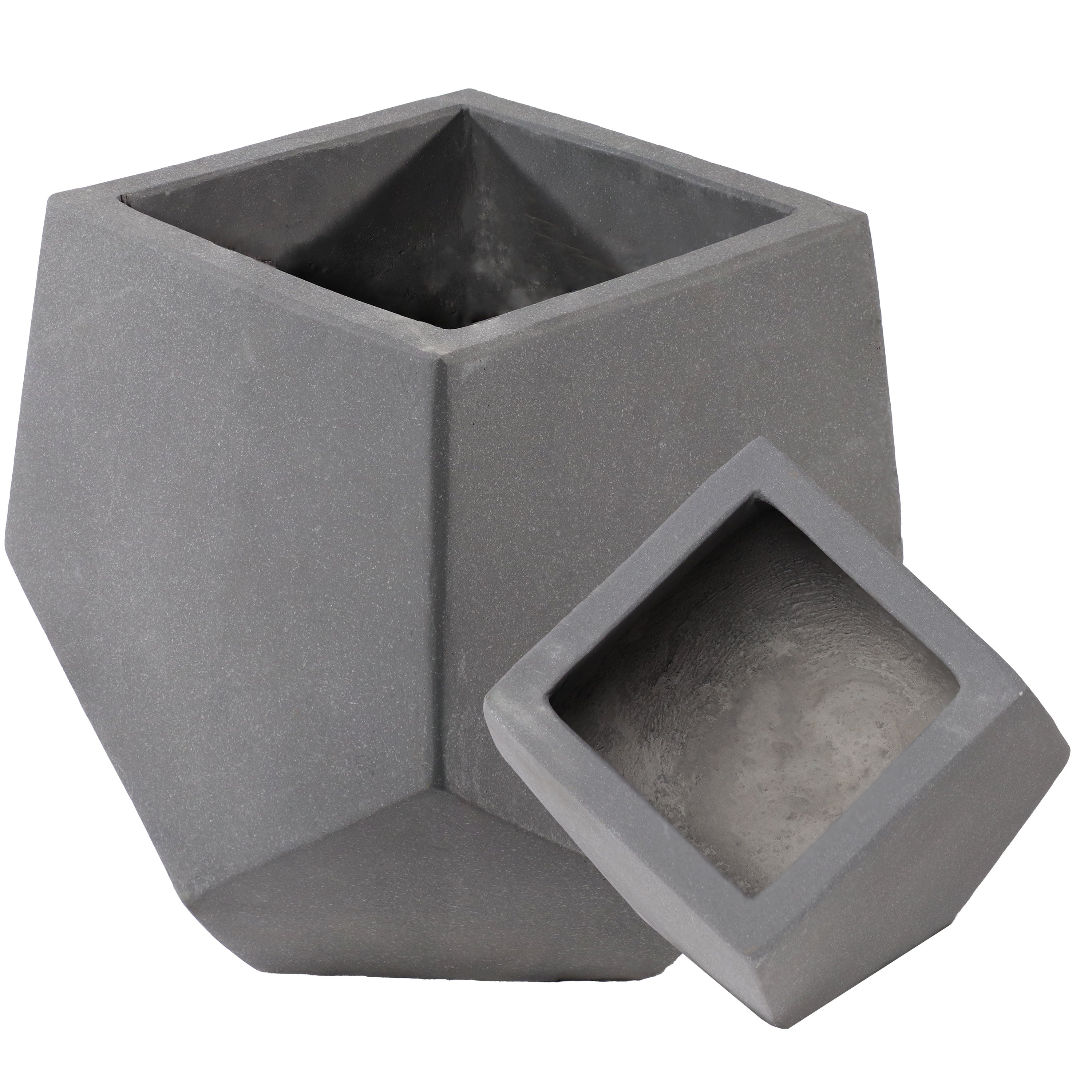 Sunnydaze Outdoor Concrete Planter Set - Modern Moondust Gray Garden Planters for Patio, Porch & Backyard - Durable Weather-Resistant Decor for Flowers, Succulents & Herbs