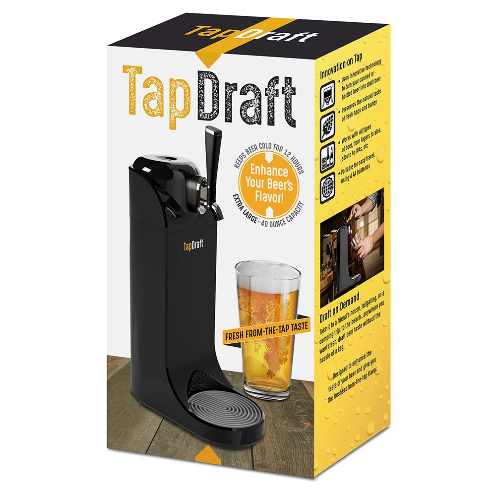 TD-1 TapDraft Beer Dispenser with Sonic Foam Generator - 40 oz Black Stainless Steel Home Draft System for Perfect Pouring | Ideal for Parties, BBQs & Home Bars