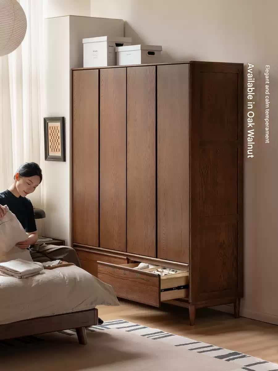 Modern Oak Solid Wood Wardrobe - Spacious Storage for Bedroom, Closet & Home Organization | Durable & Stylish Furniture for Master Bedroom, Guest Room & Walk-In Closets