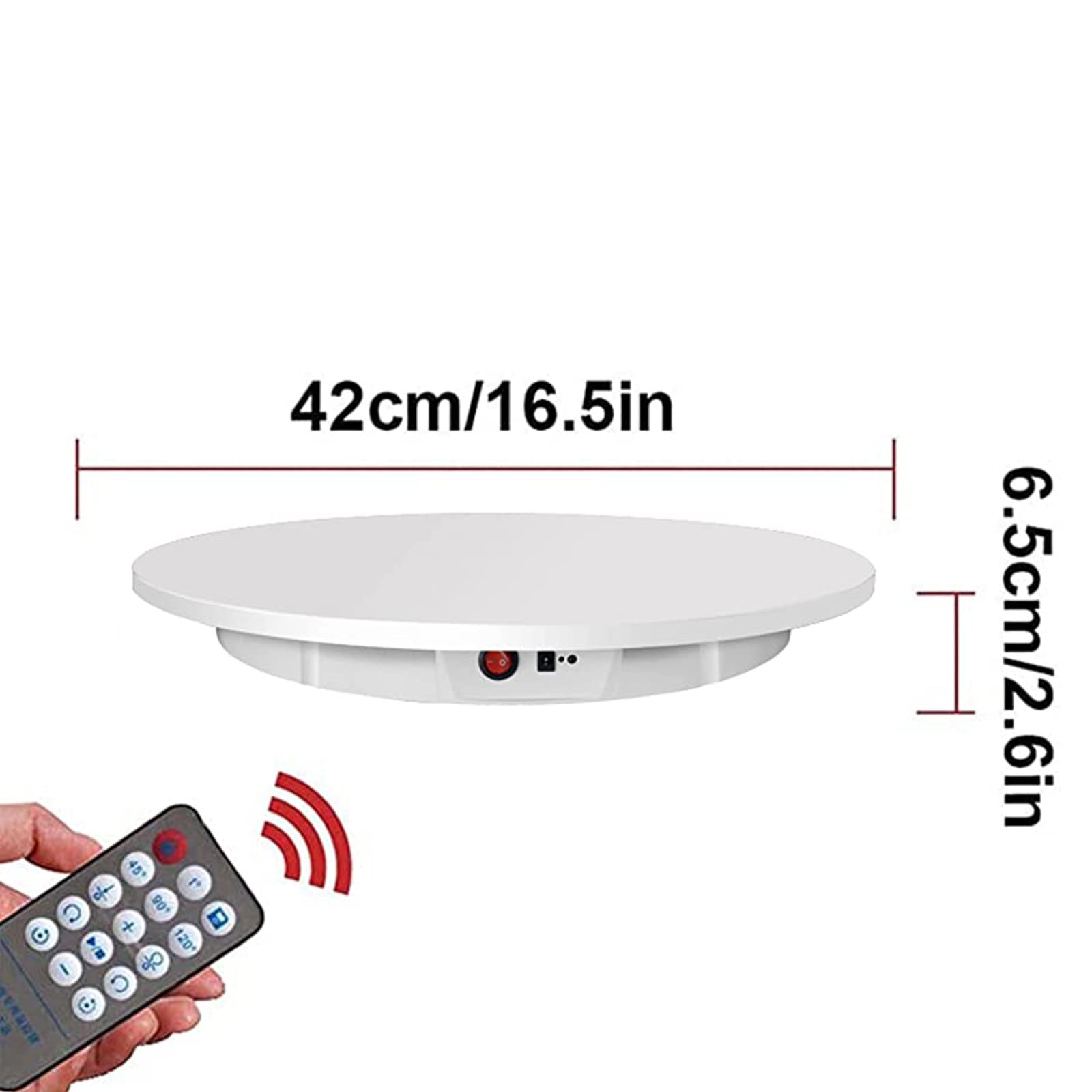 XYEJL 360 Degree Electric Rotating Turntable Display Stand - Automatic Revolving Platform with Remote Control for Product Photography, Jewelry Display, Cake Decorating & 360° Showcase - White