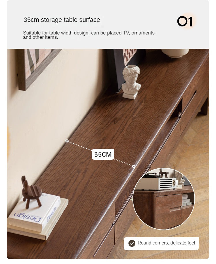 Solid Oak Wood Nordic TV Stand with Storage - Modern Living Room Entertainment Center for TV, Gaming & Media Storage